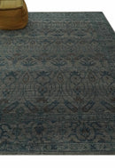 Charcoal Taupe Gray Wool Area Rug - Hand Knotted Antique Design