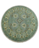 Custom Made Antique Style Green and Silver Hand knotted Traditional Oriental Oushak wool Area Rug