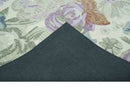 Ivory Gray Purple Flower Design Hand-Tufted Wool Area Rug Luxurious Loop Pile Finish