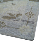 Custom Made Beige And Blue Traditional Turkish Design Hand knotted Wool Rug by The Rug Decor