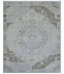 Custom Made Beige And Blue Traditional Turkish Design Hand knotted Wool Rug by The Rug Decor