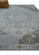 Custom Made Beige And Blue Traditional Turkish Design Hand knotted Wool Rug by The Rug Decor
