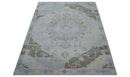 Custom Made Beige And Blue Traditional Turkish Design Hand knotted Wool Rug by The Rug Decor