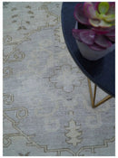 Custom Made Beige And Blue Traditional Turkish Design Hand knotted Wool Rug by The Rug Decor