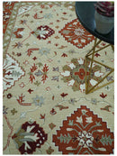 Custom Made Beige And Brown Traditional Oriental Design Hand Tufted Wool Area Rug