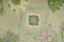 Beige and Green Oushak Wool Hand Knotted Traditional Area Rug