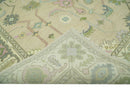 Beige and Green Oushak Wool Hand Knotted Traditional Area Rug