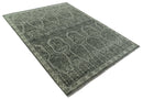 Custom Made Beige And Green  Modern Geometrical Design Hand Knotted wool rug