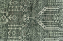 Custom Made Beige And Green  Modern Geometrical Design Hand Knotted wool rug