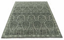 Custom Made Beige And Green  Modern Geometrical Design Hand Knotted wool rug
