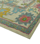 Custom Made Beige And Green Traditional Oushak Design Hand Tufted Wool Rug by The Rug Decor