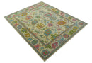 Custom Made Beige And Green Traditional Oushak Design Hand Tufted Wool Rug by The Rug Decor