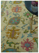 Custom Made Beige And Green Traditional Oushak Design Hand Tufted Wool Rug by The Rug Decor