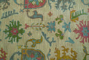 Custom Made Beige And Green Traditional Oushak Design Hand Tufted Wool Rug by The Rug Decor
