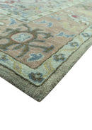 Custom Made Beige and peac Traditional Oushak Design Hand Tufted Wool Rug by The Rug Decor