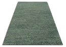 Custom Made Beige and Shades of Blue Stripes Design Contemporary wool area Rug