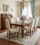 Beige Blue Purple Traditional Floral Hand Tufted Wool Area Rug