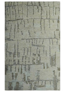 Custom Made Beige, Olive and Gray Hand Knotted Modern Abstract wool Area Rug