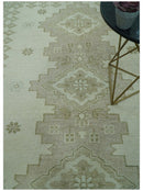 Custom Made Beige Traditional Turkish Design Hand knotted Wool Area Rug