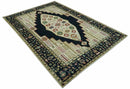 Custom Made Black And Ivory Traditional Serapi Design Hand Knotted Wool Rug
