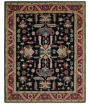 Custom Made Black, Rust, and Olive Traditional Oriental Hand Knotted Wool Area Rug