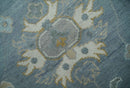 Custom Made Blue and Aqua Hand Knotted Traditional Oushak Wool Area Rug