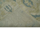 Custom Made Blue And Beige Modern Ikat Design Hand Knotted Wool Area Rug