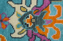 Custom Made Blue And Beige Oushak Hand Knotted Runner Wool Rug by The Rug Decor