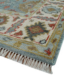 Custom Blue and Beige Rust Traditional Hand Knotted Wool Area Rug by The Rug Decor