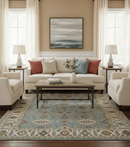 Custom Blue and Beige Rust Traditional Hand Knotted Wool Area Rug by The Rug Decor