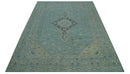 Custom Made Blue And Beige Turkish Design Hand knotted Wool Area Rug by The Rug Decor