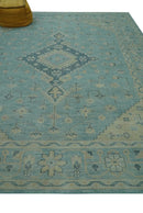 Custom Made Blue And Beige Turkish Design Hand knotted Wool Area Rug by The Rug Decor