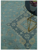 Custom Made Blue And Beige Turkish Design Hand knotted Wool Area Rug by The Rug Decor