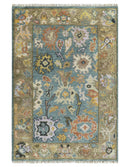 Custom Made Blue and Brown Colorful Multi Size Oushak wool Area Rug