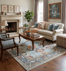 Blue Gray Turkish Oushak Hand Knotted Wool Area Rug - Vintage