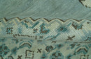 Custom Made Blue And Gray Traditional Medallion Hand Knotted Wool Rug