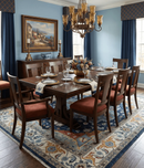 Blue and Ivory Wool Area Rug - Hand Knotted Turkish Medallion by The Rug Decor