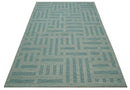 Custom Made Blue And Ivory Modern Abstract Pattern Hand Tufted Wool Area Rug