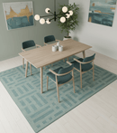 Custom Made Blue And Ivory Modern Abstract Pattern Hand Tufted Wool Area Rug
