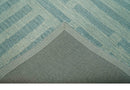 Custom Made Blue And Ivory Modern Abstract Pattern Hand Tufted Wool Area Rug