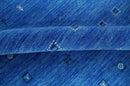 Custom Made Blue and Ivory Stripes Design Hand loom wool Area Rug