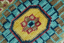 Custom Made Blue And Olive Traditional Medallion Hand Knotted Wool Rug