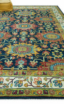 Custom Made Blue And Olive Traditional Medallion Hand Knotted Wool Rug