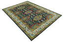 Custom Made Blue And Olive Traditional Medallion Hand Knotted Wool Rug