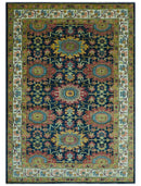 Custom Made Blue And Olive Traditional Medallion Hand Knotted Wool Rug