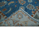 Blue and Silver Hand Knotted Wool Oushak Area Rug - Traditional