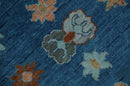Blue and Silver Hand Knotted Wool Oushak Area Rug - Traditional