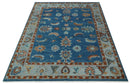 Blue and Silver Hand Knotted Wool Oushak Area Rug - Traditional