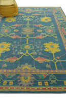 Custom Made Blue And Yellow Traditional Oushak Design Hand Tufted Wool Rug by The Rug Decor