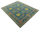 Custom Made Blue And Yellow Traditional Oushak Design Hand Tufted Wool Rug by The Rug Decor